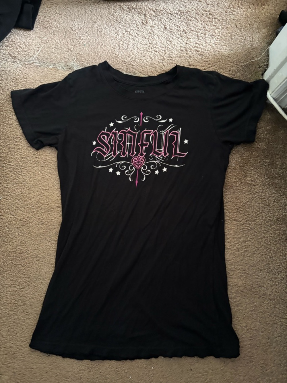 Sinful by Affliction Black Distressed Graphic T-Shirt
